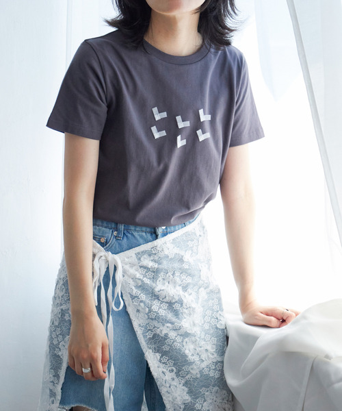 VENCEEXCHANGE(ヴァンスエクスチェンジ)の「オーガンジーハートTシャツ(Tシャツ/カットソー・レディース・ライトグレー/オフホワイト/チャコールグレー・FREE)」の14枚目の写真
