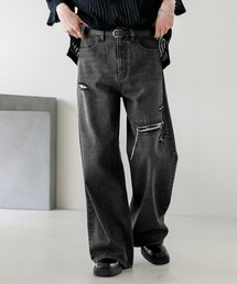 ASTRONOMY | 12オンスハイウエストワイドバギーダメージストレートデニム(デニムパンツ)