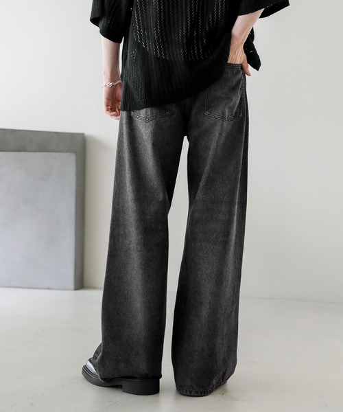 ASTRONOMY（アストロノミー）の「12オンスハイウエストワイドバギーダメージストレートデニム（デニムパンツ・メンズ・ブルー系/ブラック/ブラック系/ブルー・XL/L/M/S）」の18枚目の写真