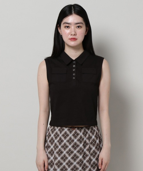 3.3 Field Trip （3.3フィールドトリップ）の「3.3 Field Trip／ボタンツキシャツタンク（タンクトップ・レディース・アイボリー/ブラック・FREE）」の15枚目の写真