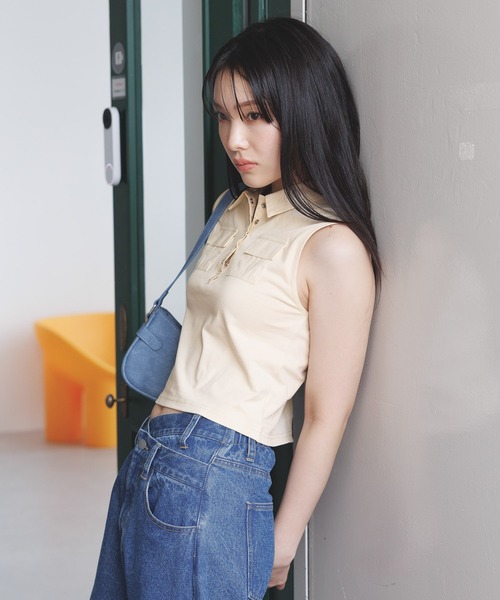 3.3 Field Trip （3.3フィールドトリップ）の「3.3 Field Trip／ボタンツキシャツタンク（タンクトップ・レディース・アイボリー/ブラック・FREE）」の8枚目の写真