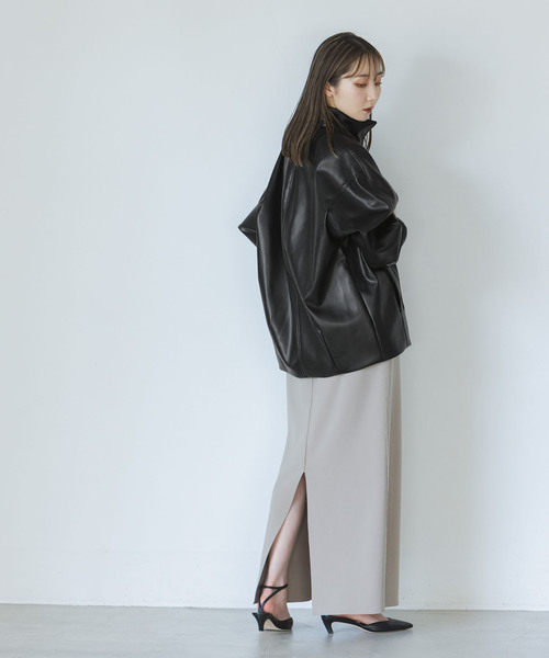 Noble（ノーブル）の「フェイクレザースタンドカラーコクーンブルゾン