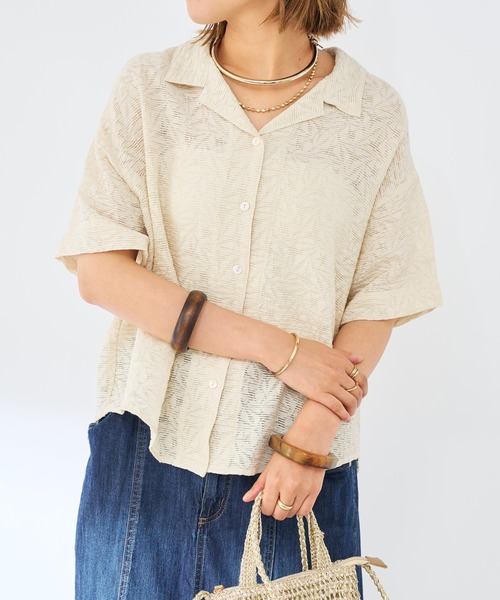 un dix cors(アンディコール)の「《清涼感ときっちり見えの両立》シアージャガード開襟シャツ(シャツ/ブラウス・レディース・オフホワイト/ブラック・FREE)」の3枚目の写真