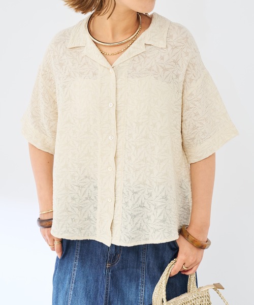 un dix cors(アンディコール)の「《清涼感ときっちり見えの両立》シアージャガード開襟シャツ(シャツ/ブラウス・レディース・オフホワイト/ブラック・FREE)」の7枚目の写真