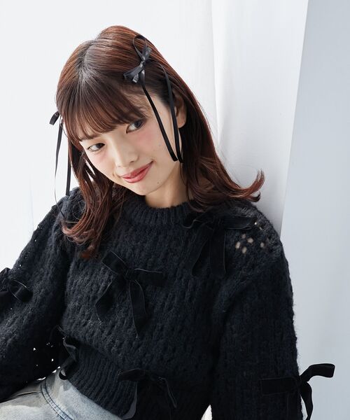 MAJESTIC LEGON（マジェスティックレゴン）の「ロングリボンヘアクリップ（バレッタ/ヘアクリップ・レディース・ブラック・FREE）」の3枚目の写真