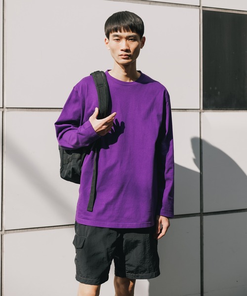 Printstar（プリントスター）の「5.6oz リラックスベーシックT クルーネック オーバーサイズ コットン カットソーL/S Tシャツ カラーバリエーション豊富（Tシャツ/カットソー・メンズ・ホワイト/バーガンディー/ネイビー/パープル/杢グレー/ブラック/アーミー・S/M/L/XL）」の6枚目の写真