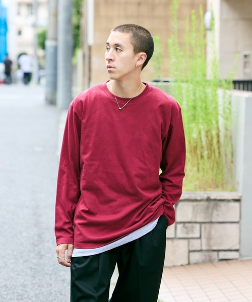 Printstar（プリントスター）の「5.6oz リラックスベーシックT クルーネック オーバーサイズ コットン カットソーL/S Tシャツ カラーバリエーション豊富（Tシャツ/カットソー・メンズ・ホワイト/バーガンディー/ネイビー/パープル/杢グレー/ブラック/アーミー・S/M/L/XL）」の8枚目の写真