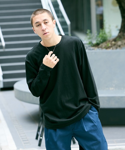 Printstar（プリントスター）の「5.6oz リラックスベーシックT クルーネック オーバーサイズ コットン カットソーL/S Tシャツ カラーバリエーション豊富（Tシャツ/カットソー・メンズ・ホワイト/バーガンディー/ネイビー/パープル/杢グレー/ブラック/アーミー・S/M/L/XL）」の22枚目の写真