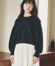 moi tytto | ロングスリーブリボンニット(ニット/セーター)