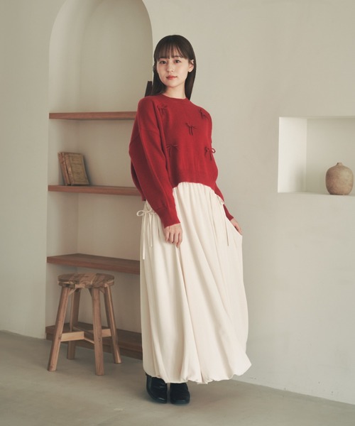 moi tytto（モイテュット）の「ロングスリーブリボンニット（ニット