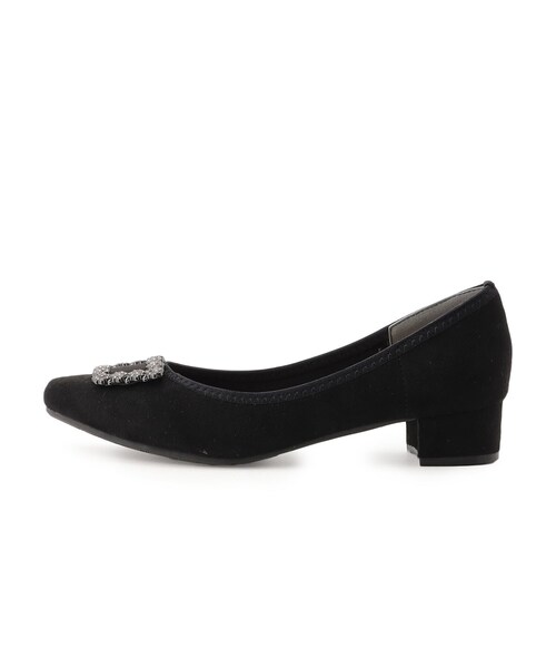 SHOO・LA・RUE(シューラルー)の「◆【ストレッチ】大人のきらめき ビジューヒールパンプス(パンプス・レディース・ブラック/ダークブラウン・45/35)」の5枚目の写真