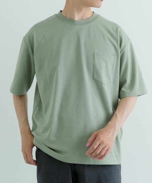 ITEMS URBANRESEARCH(アイテムズ アーバンリサーチ)の「『吸水速乾』裏メッシュ 高機能 クルーネックTシャツ(Tシャツ/カットソー・メンズ・オートミール/グリーン系その他/ネイビー/ブラック・MEDIUM/LARGE)」の7枚目の写真