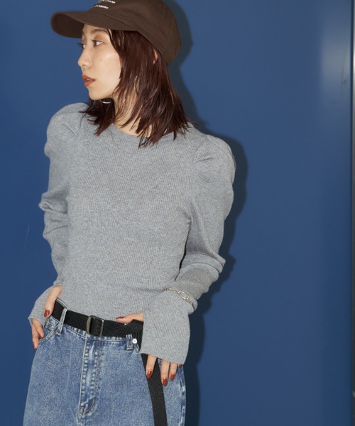 Auntie Rosa Holiday(アンティローザホリデー)の「パワショルリブニットプルオーバー(ニット/セーター・レディース・グレー/ブラック/グリーン・FREE)」の15枚目の写真