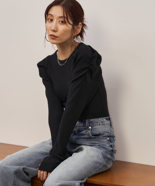 Auntie Rosa Holiday(アンティローザホリデー)の「パワショルリブニットプルオーバー(ニット/セーター・レディース・グレー/ブラック/グリーン・FREE)」の4枚目の写真