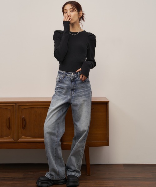 Auntie Rosa Holiday(アンティローザホリデー)の「パワショルリブニットプルオーバー(ニット/セーター・レディース・グレー/ブラック/グリーン・FREE)」の9枚目の写真