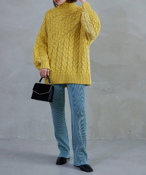 Fashion Letter（ファッションレター）の「【美脚魅せ/7色展開/低身長さん対応】セルフカットプリーツパンツ ストレート ボトムス プリーツ セルフカット パンツ（その他パンツ・レディース・ブルー/アイボリー/ブラック/マスタード/ピンク/テラコッタ/レッド・M）」の16枚目の写真