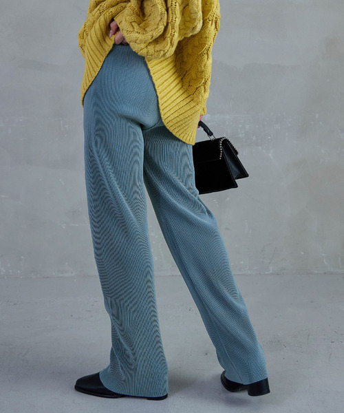 Fashion Letter（ファッションレター）の「【美脚魅せ/7色展開/低身長さん対応】セルフカットプリーツパンツ ストレート ボトムス プリーツ セルフカット パンツ（その他パンツ・レディース・ブルー/アイボリー/ブラック/マスタード/ピンク/テラコッタ/レッド・M）」の18枚目の写真