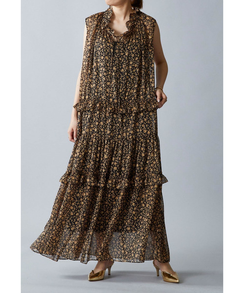 ラメフラワープリントワンピース