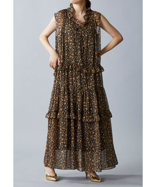 ラメフラワープリントワンピース