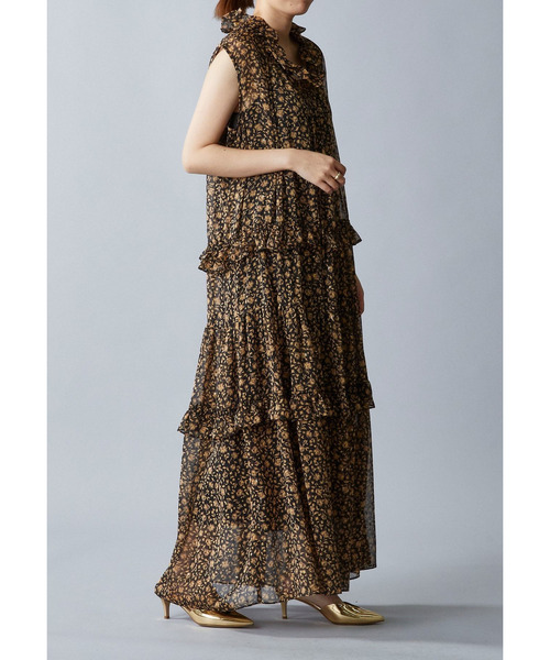 ラメフラワープリントワンピース