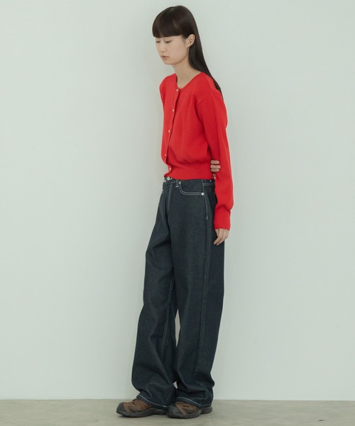 【セール】ショート丈メタルボタンカーディガン/長袖 ミニ丈 クロップド丈 韓国 ガーリー オフィスカジュアル（カーディガン/ボレロ）｜HEILIS（ヘイリス）