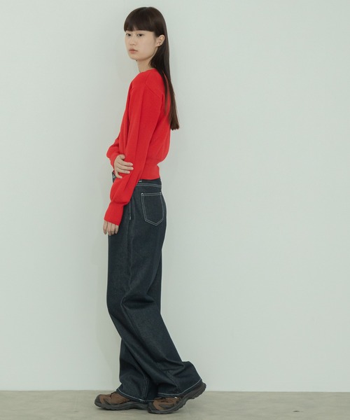 【セール】ショート丈メタルボタンカーディガン/長袖 ミニ丈 クロップド丈 韓国 ガーリー オフィスカジュアル（カーディガン/ボレロ）｜HEILIS（ヘイリス）