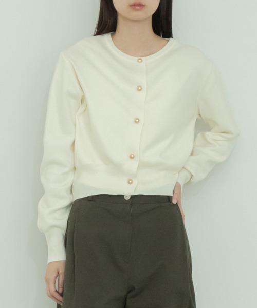 【セール】ショート丈メタルボタンカーディガン/長袖 ミニ丈 クロップド丈 韓国 ガーリー オフィスカジュアル（カーディガン/ボレロ）｜HEILIS（ヘイリス）