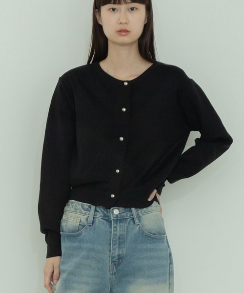 【セール】ショート丈メタルボタンカーディガン/長袖 ミニ丈 クロップド丈 韓国 ガーリー オフィスカジュアル（カーディガン/ボレロ）｜HEILIS（ヘイリス）