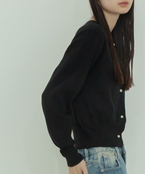 【セール】ショート丈メタルボタンカーディガン/長袖 ミニ丈 クロップド丈 韓国 ガーリー オフィスカジュアル（カーディガン/ボレロ）｜HEILIS（ヘイリス）