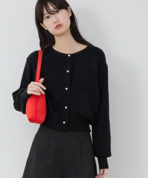 【セール】ショート丈メタルボタンカーディガン/長袖 ミニ丈 クロップド丈 韓国 ガーリー オフィスカジュアル（カーディガン/ボレロ）｜HEILIS（ヘイリス）