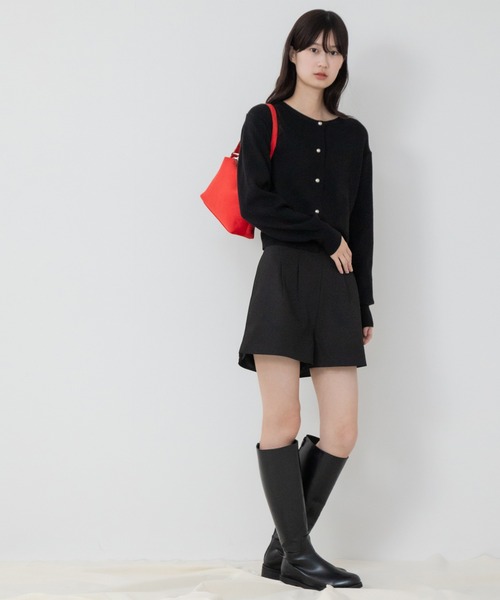 【セール】ショート丈メタルボタンカーディガン/長袖 ミニ丈 クロップド丈 韓国 ガーリー オフィスカジュアル（カーディガン/ボレロ）｜HEILIS（ヘイリス）