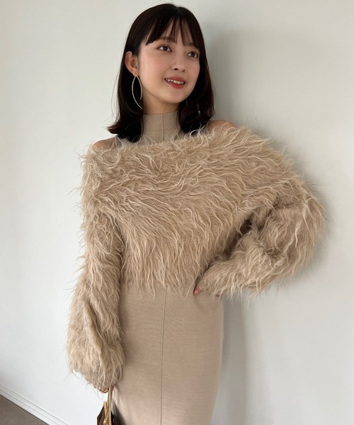anuans(アニュアンス)の「オフショルレイヤードニットワンピース(ワンピース・レディース・グレー/アイボリー/ベージュ・SMALL/MEDIUM)」の22枚目の写真