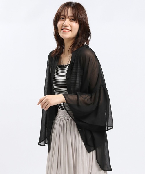 GLOBAL WORK Smile Seed Store（グローバルワーク スマイルシードストア）の「袖フレアシアーチュニック5分袖/135216（シャツ/ブラウス・レディース・ライトグレー/ブルー系その他4/ブラック・MEDIUM/LARGE）」の9枚目の写真