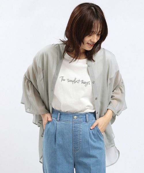 GLOBAL WORK Smile Seed Store（グローバルワーク スマイルシードストア）の「袖フレアシアーチュニック5分袖/135216（シャツ/ブラウス・レディース・ライトグレー/ブルー系その他4/ブラック・MEDIUM/LARGE）」の22枚目の写真