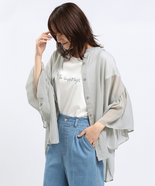 GLOBAL WORK Smile Seed Store（グローバルワーク スマイルシードストア）の「袖フレアシアーチュニック5分袖/135216（シャツ/ブラウス・レディース・ライトグレー/ブルー系その他4/ブラック・MEDIUM/LARGE）」の21枚目の写真