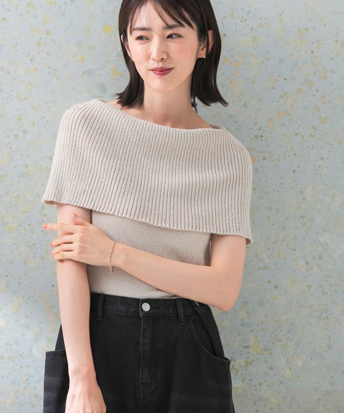 URBAN RESEARCH ROSSO WOMEN（アーバンリサーチ　ロッソ）の「ドライタッチオフショルダーニット（ニット/セーター・レディース・ブラック/ライトベージュ/キャメル・FREE）」の11枚目の写真