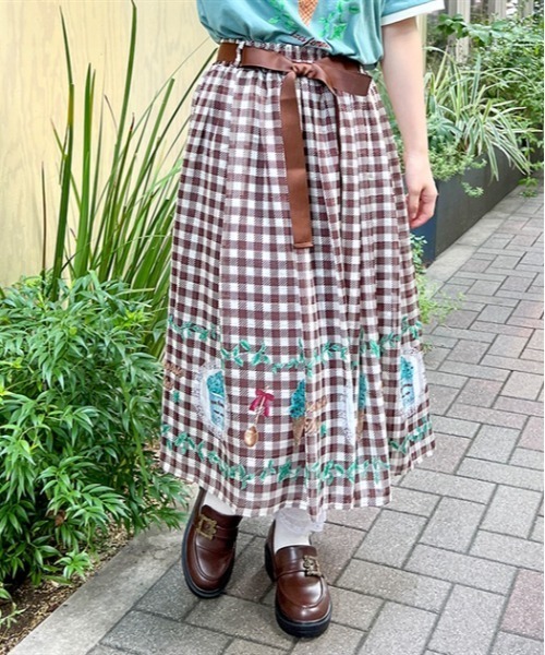 axes femme（アクシーズファム）の「チョコミントプリントスカート