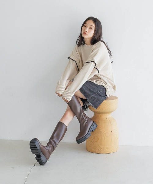 LOWRYS FARM（ローリーズファーム）の「２WAYステッチプルオーバーLS　116684（ニット/セーター・レディース・アイボリー/グリーン/レッド/ブラック/ホワイト/ブルー・SHORT/LONG）」の15枚目の写真