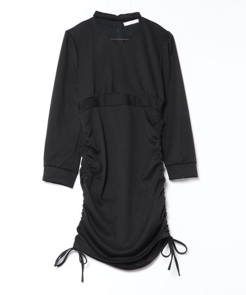 Nia(ニア)の「Nia(ニア)/Vネックチョーカー風 シャーリングワンピース(ワンピース・レディース・ブラック/アイボリー・LARGE/MEDIUM/X-LARGE)」の22枚目の写真