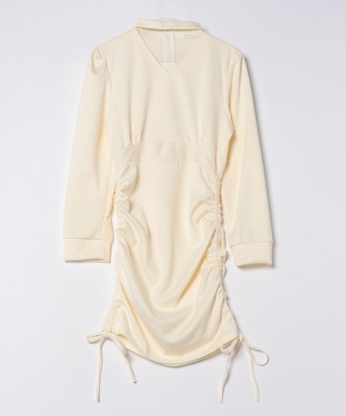 Nia(ニア)の「Nia(ニア)/Vネックチョーカー風 シャーリングワンピース(ワンピース・レディース・ブラック/アイボリー・LARGE/MEDIUM/X-LARGE)」の10枚目の写真