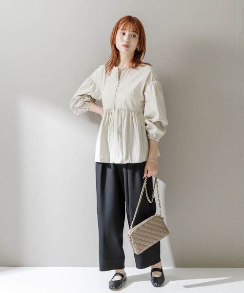 URBAN RESEARCH ROSSO WOMEN（アーバンリサーチ　ロッソ）の「ジップアップボリュームブラウス（シャツ/ブラウス・レディース・ブラック/ベージュ/ホワイト・FREE）」の9枚目の写真