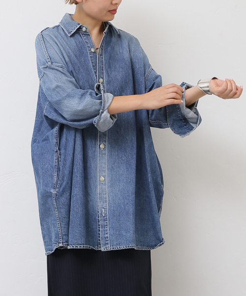 JOURNAL STANDARD LUXE（ジャーナルスタンダード　ラックス）の「10OZdenimシャツ（シャツ/ブラウス・レディース・ブルー・FREE）」の4枚目の写真