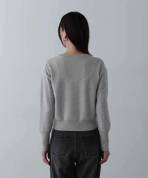 N.(N. Natural Beauty Basic)(エヌエヌナチュラルビューティーベーシック)の「◆スパンコールニット(ニット/セーター・レディース・ブラウン/オフホワイト/グレー・MEDIUM)」の4枚目の写真