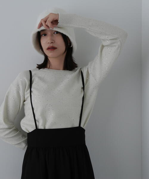 N.(N. Natural Beauty Basic)(エヌエヌナチュラルビューティーベーシック)の「◆スパンコールニット(ニット/セーター・レディース・ブラウン/オフホワイト/グレー・MEDIUM)」の9枚目の写真