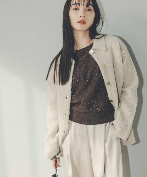 N.(N. Natural Beauty Basic)(エヌエヌナチュラルビューティーベーシック)の「◆スパンコールニット(ニット/セーター・レディース・ブラウン/オフホワイト/グレー・MEDIUM)」の15枚目の写真