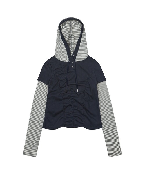 LUVISTRUE(ラヴイズトゥルー)の「PA STRIPE HOODIE TEE(Tシャツ/カットソー・レディース・ブラック/ネイビー・FREE)」の11枚目の写真