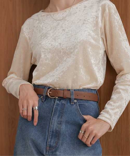 Bab（バブ）の「丸リング細ベルト（ベルト・レディース・グレイッシュベージュ/ブラウン・ONESIZE）」の5枚目の写真