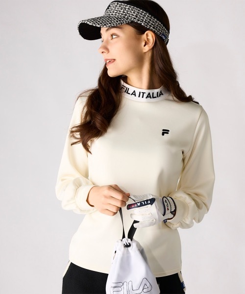 FILA GOLF(フィラゴルフ )の「【FILA GOLF/フィラゴルフ】レディース長袖モックネックシャツ ゴルフ(シャツ/ブラウス・レディース・ブラック/オフホワイト/ピンク/ブラウン系その他・SMALL/MEDIUM/LARGE/X-LARGE/X-SMALL)」の1枚目の写真