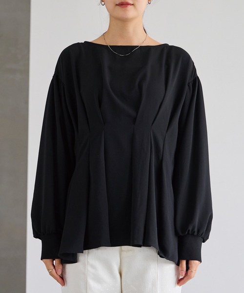 LAVEANGE（ラビアンジェ）の「【洗える】ウエストタックブラウス（シャツ/ブラウス・レディース・ブラック/オフホワイト/モカ・M/LL/3L/4L/5L）」の22枚目の写真