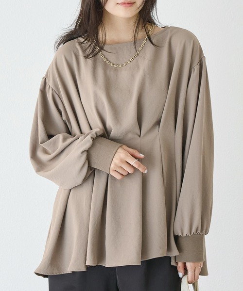 LAVEANGE（ラビアンジェ）の「【洗える】ウエストタックブラウス（シャツ/ブラウス・レディース・ブラック/オフホワイト/モカ・M/LL/3L/4L/5L）」の13枚目の写真